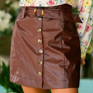 NWT Cupshe Vinyl Brown Mini Skirt